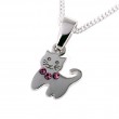 Kinder Kette: Kristall Anh�nger ,,Katze / K�tzchen  Silber