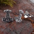 Herren Ohrstecker: Thor Hammer aus Silber