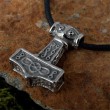 Thors Hammer Amulett mit Stoffband / Kette