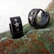 Creolen Ohrringe schwarz: Rockabilly Edelstahl Klappcreolen 