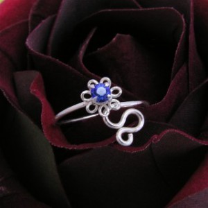 Zehenring Silber mit blauem Zirkonia
