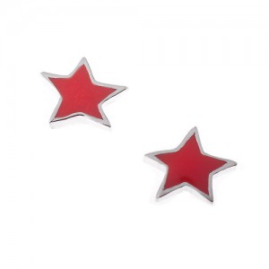 Kinder Ohrstecker Stern: Silber Kinderschmuck rote Sterne