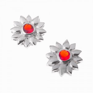 Kinder Ohrstecker: Blumen Silber Kinderschmuck mit Kristall
