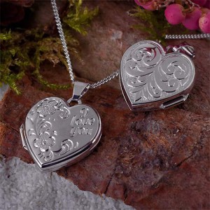 Herz Medaillon Silber Anh�nger mit Kette ,,I love you 