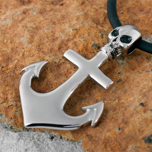 Gothic Anker-Kreuz Anh�nger mit Totenkopf aus Edelstahl