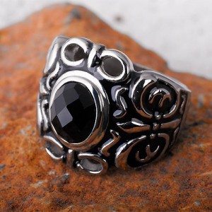 Onyx Ring / Edelstahl Ring