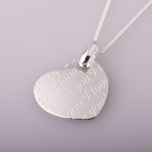 Freundschaftskette mit Partneranh�nger: Silber Kette mit �I love you� Herz Anh�nger