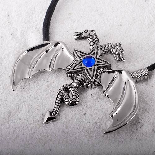 Bild Drache Schmuck: Gothic Kette mit Pentagramm