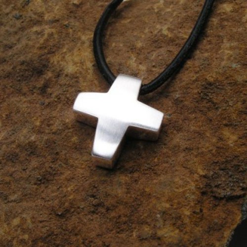 Tigerauge Kreuz-Anhänger Mit Lederband - Naturstein Schmuckstück