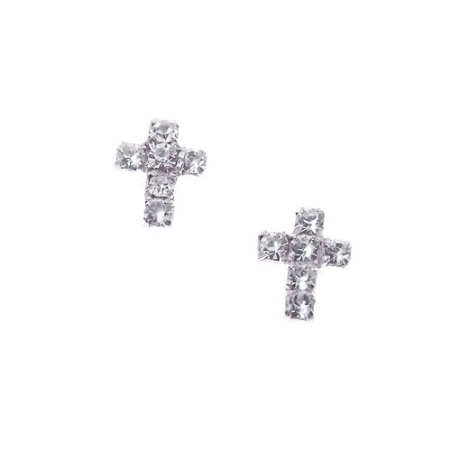 Bild Silber Ohrstecker Kreuz: Gothic Schmuck mit Zirkonia